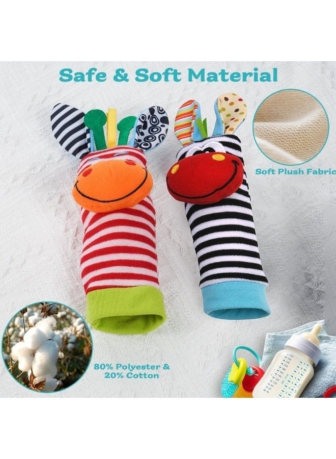 جونيس خُشَاخِيشُ مِعْصَمٍ لِلْأَطْفَال، ٤ قِطَعٍ مِنْ أَشْرِطَةِ الخُشَاخِيشِ لِلْمِعْصَمِ وَالجَوَارِبِ بِشَكْلِ حِمَار، أَلْعَاب تَنْمِيَّةٍ وَمُساعِدَةِ تَتَبُّعِ الحَرَكَةِ هَدِيَّة لِلْأَطْفَالِ الصِّغَارِ الذُّكُورِ وَالإِنَاثِ - Image 5